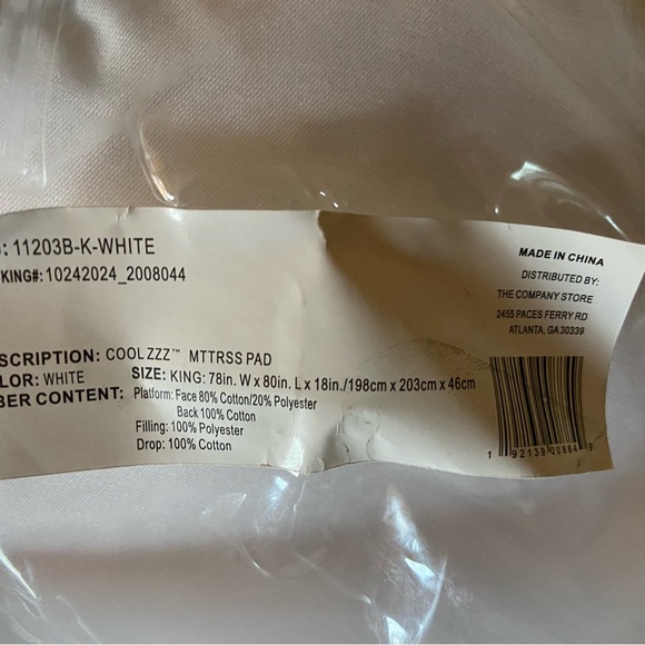The Company Store White Quilted Mattress Pad - King - Picture 4 of 4